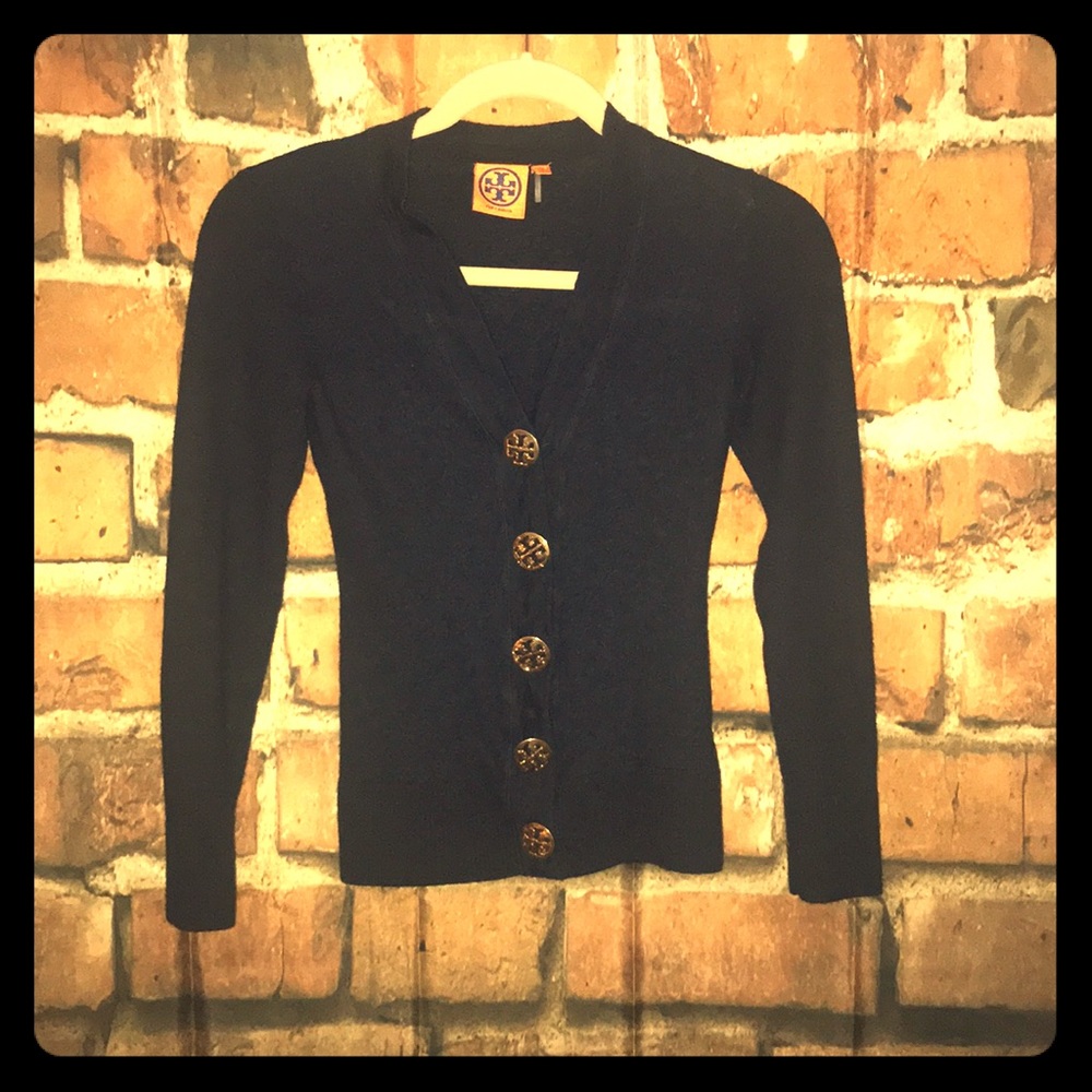 TORY BURCH XXS NAVY CARDIGAN WITH LARGE BUTTONS!